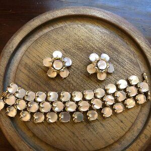 Vintage Mother of Pearl bracelet and clip earrings